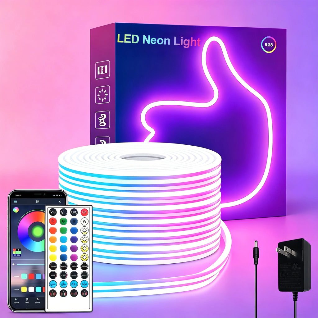 24V RGB Neon Rope Lights Waterproof Flexible Neon LED Strip Lights Bluetooth Music Sync with App/Remote Control 5m 10m 20m 30m