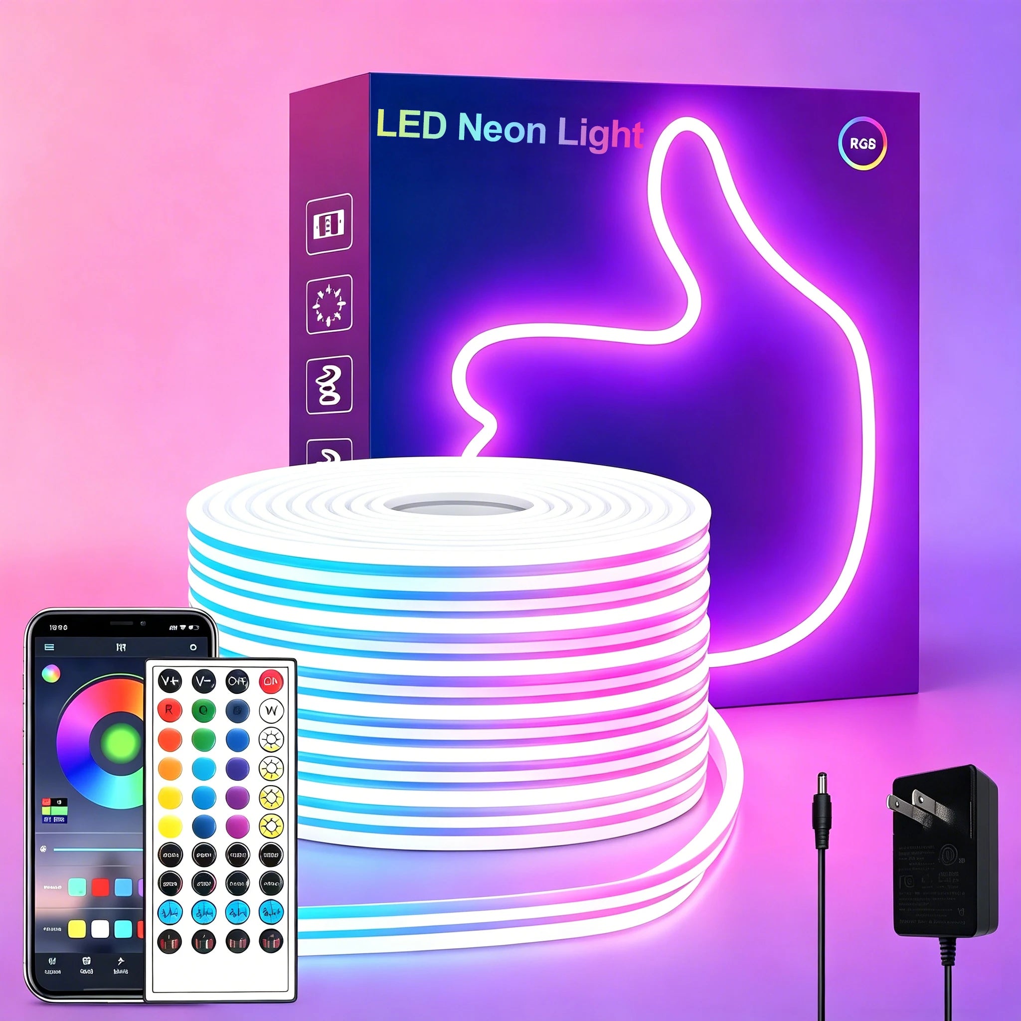 24V RGB Neon Rope Lights Waterproof Flexible Neon LED Strip Lights Bluetooth Music Sync with App/Remote Control 5m 10m 20m 30m