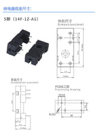 2Pcs 14F-2Z-A2 Relay PCB Socket Base 5-Pin / 8-Pin Plug-in Holder Compatible for G2R-1/G2R-2 RT424024 HF115F