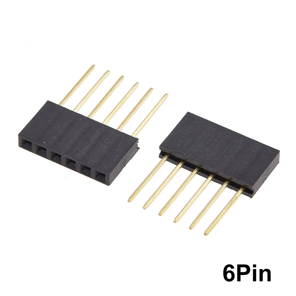 JCD 10PCS 2.54mm Single Row Female Socket 1X2/3/4/5/6/8/10/15/20/40Long pins Long 11mm PCB Board Pin Header For Arduino
