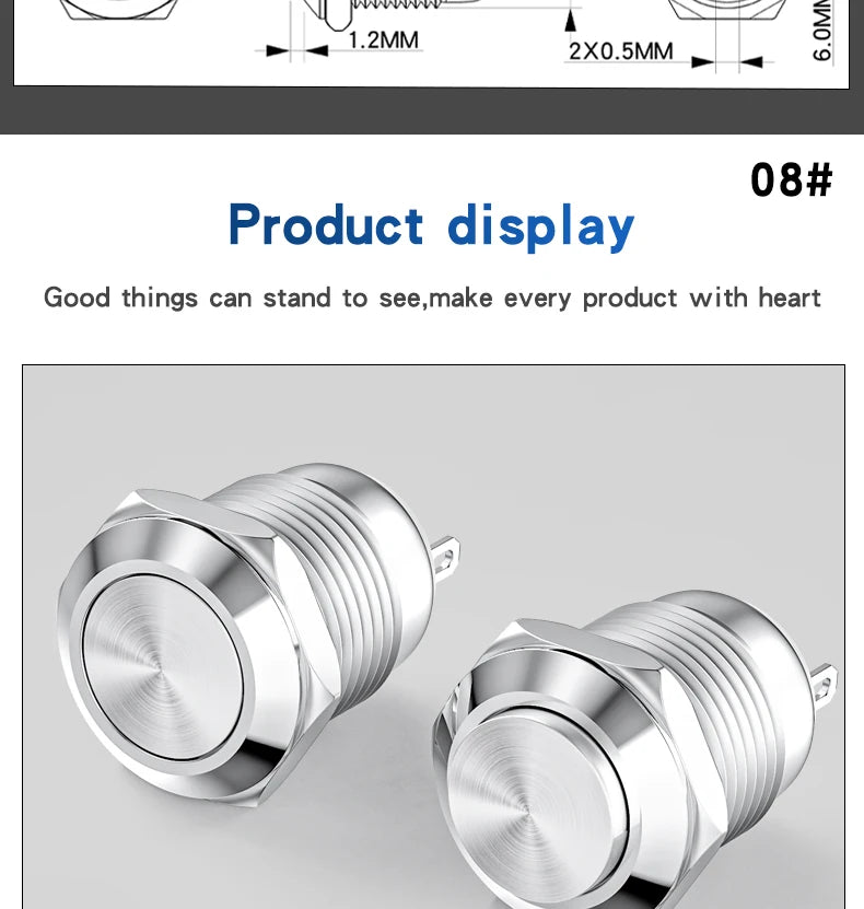 Metal Push Button Switch 12MM 3Pins 1NO1NC No Light waterproof Flat/High Head Momentary Latching Welding Foot Switch