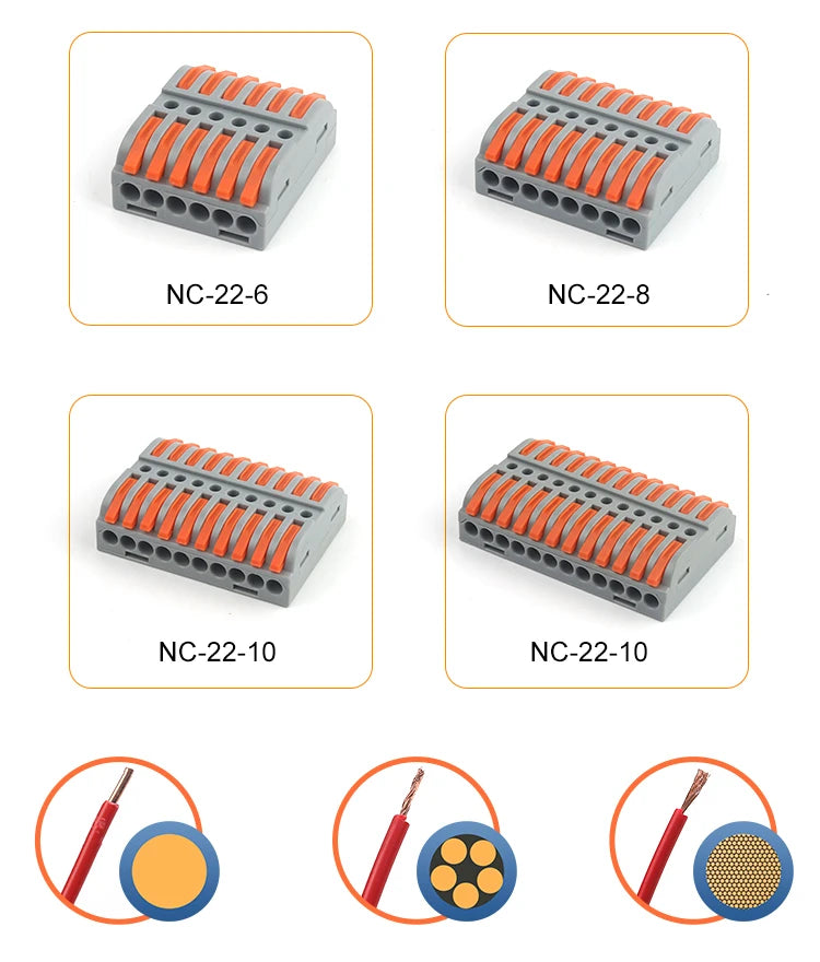 Quick Press Type Electrical Wire Connector Push-in Lever 2-12 Pin Compact Wiring Terminal Universal Splitter Cable Connectors