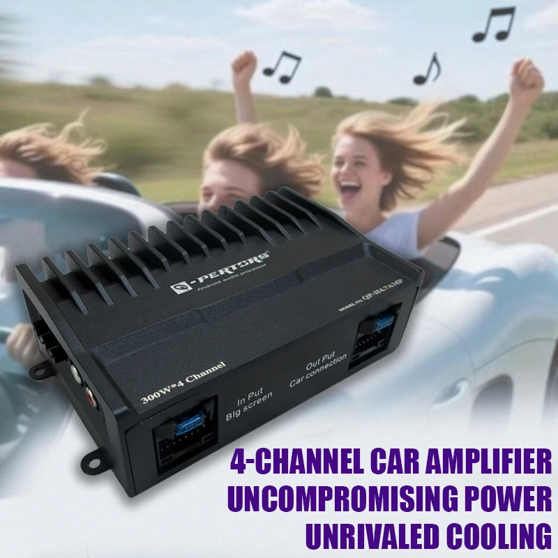 4-Channel DSP Car Amplifier, 300W Max / 4x75W RMS A/B Class Car Audio Amp, Digital Sound Processor for Vehicle Stereo System