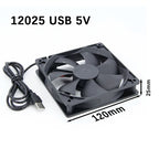 2 in 1 120mm 12cm 12025 DC USB Fan  5V 12V 24v 120mm*120mm*25mm Brushless USB Cooling Fan oil 2PIN PC Case Cooler 12cm E