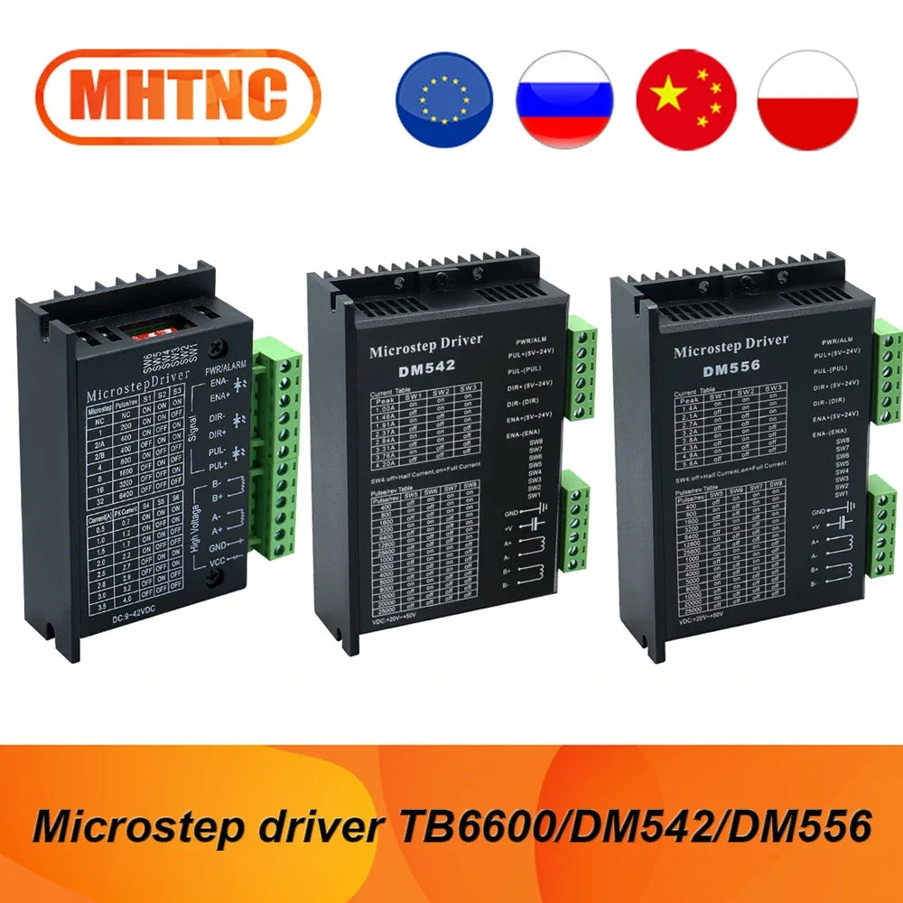 Microstep Motor Driver TB6600 9-42V 4A / DM542 20-50V 4.2A / DM556 20-50V 5.6A Stepper Motor Driver for Nema17 Nema23 Nema24