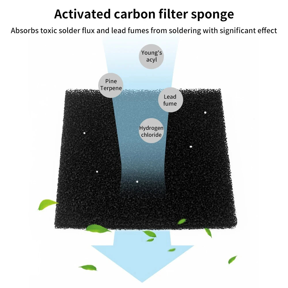 LUXIANZI Fume Extractor Smoking Instrument With LED Light 220V Activated Carbon Filter Sponge Solder Iron Smoke Absorber