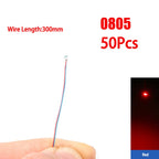 50pcs/bag 0402 0603 0805 1206 SMD Lamp Wired Micro Litz Led Pre-Soldered Chip Wired 30cm 3V DIY Railway Models Scenes Toy Light