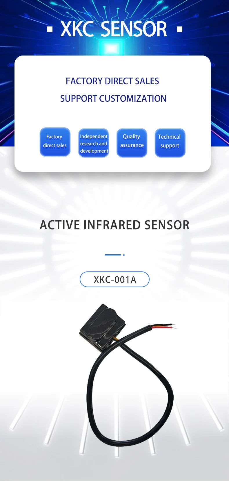 XKC-001A-T Active Infrared Induction Proximity Sensors for Home Security/Sanitary Fittings/Intelligent Detection/Obstacle Recogn