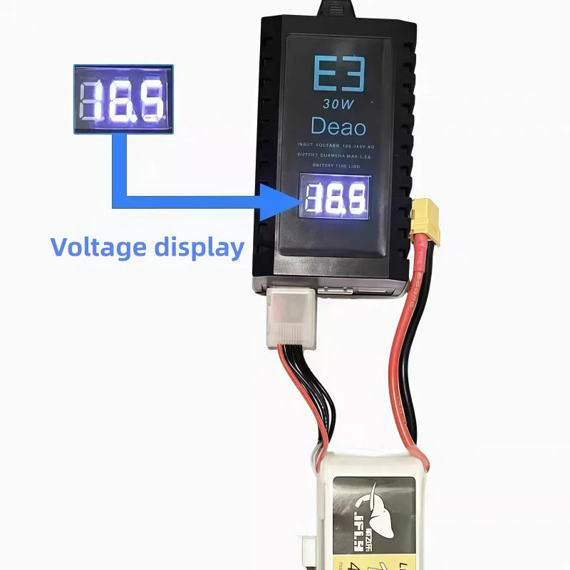 LiPo Balance Charger E3 30W balanced charging simple charger 2S 3S 4S lithium battery charging 7.4V 11.1V 14.8V