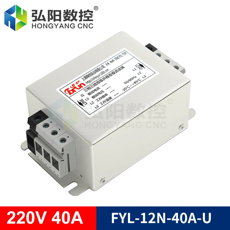EMI Power Filter Fyln-12N-30A-U Universal 3-Phase Filter 30A 380V AC Power Electromagnetic Inverter Servo Filter
