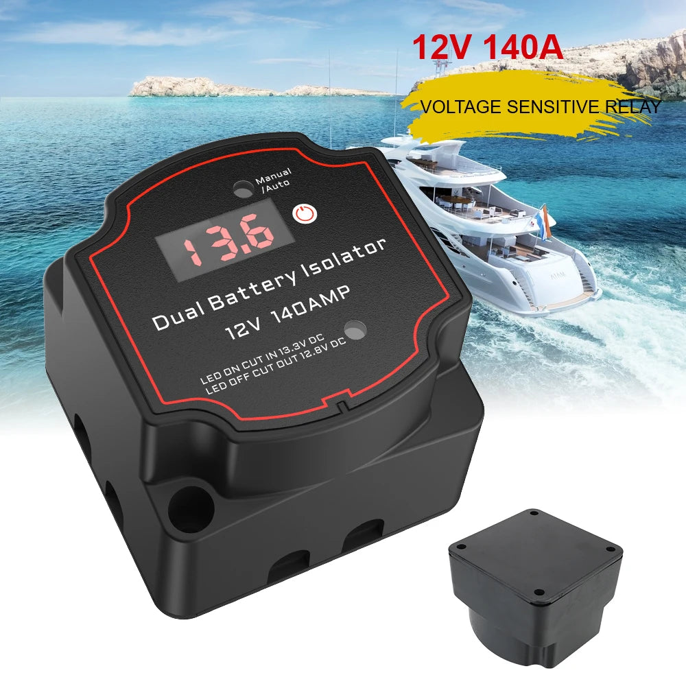 Relay VSR for Camper Charge 2 Battery Bank Car Smart Battery Isolator Voltage Sensitive Split Charge Auto Parts 12V 140A