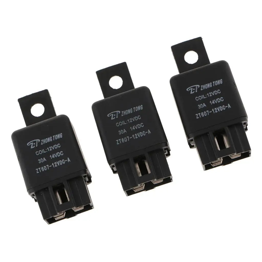 3PCS ZT607 DC12V 30A 4Pin Heavy Duty SPST Relay High Switching Capability