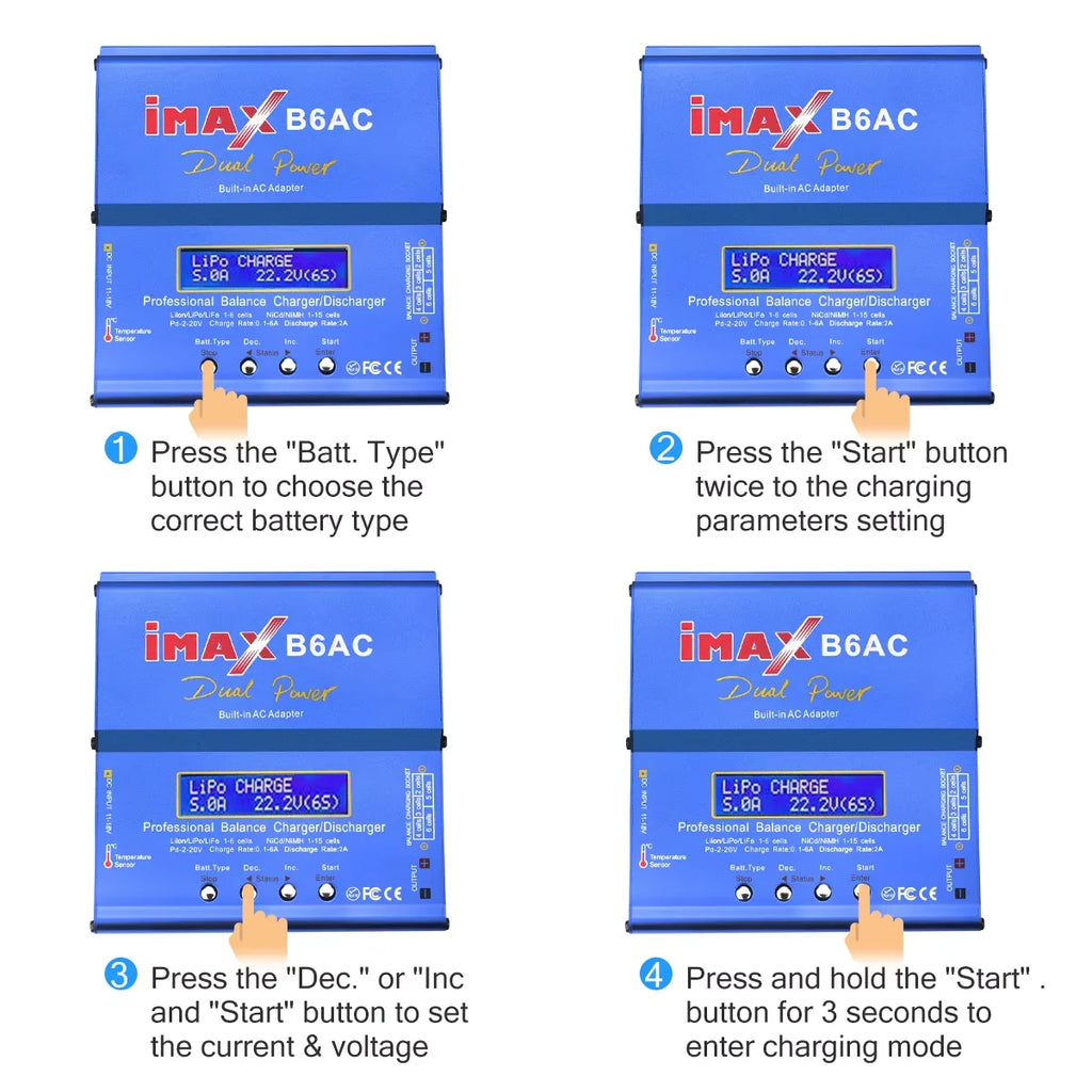 Imax B6 AC RC Charger 80W B6AC 6A Balance Charger Digital LCD Screen Li-ion LiFe Nimh Nicd PB Lipo Battery Discharger
