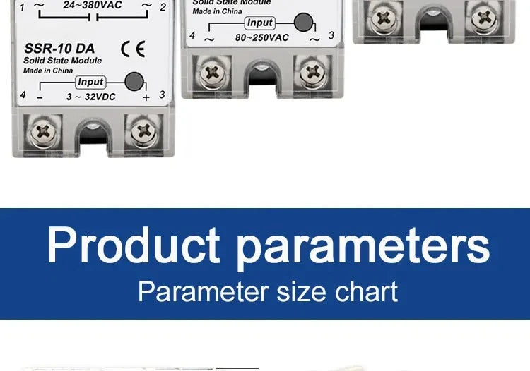 1pcs Solid State Relay Single Phase Non-contact SSR DC To DC AC To AC DC To AC 24-380VAC 10A 25A 40A 50A 60A 80A 100A