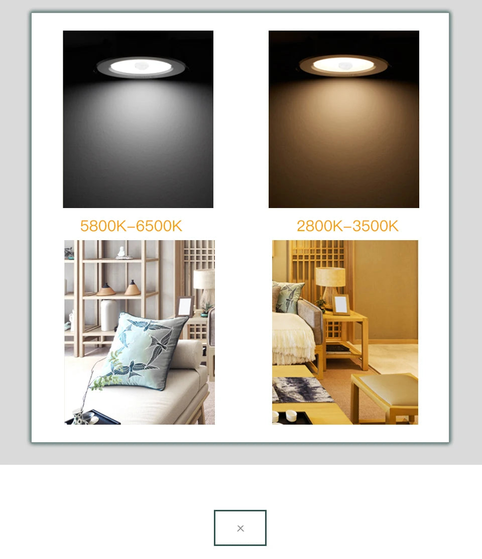 5W 10W 15W 20W PIR Motion Sensor Downlight 85-265V Human Infrared Induction LED Spotlight for Entrance Corridor Hallway Stairs