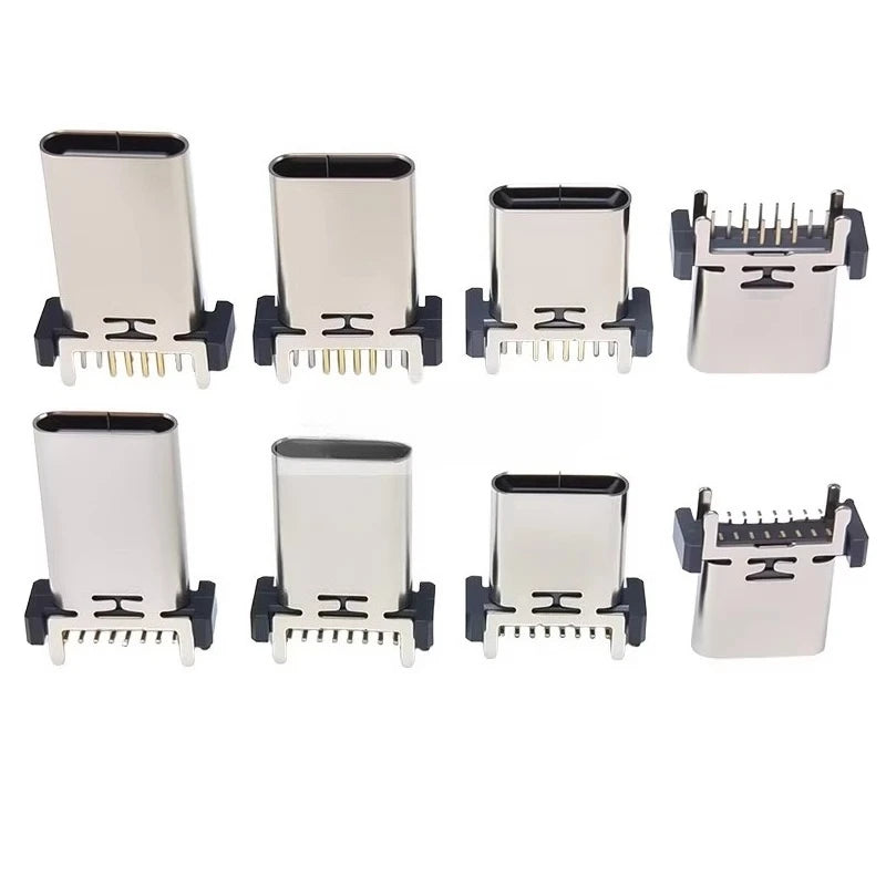 5pcs/lot Type-c 16p Female Socket Vertical Plug-in Patch Usb Charging Interface 8.8/9.3/10.5/13.7mm Socket