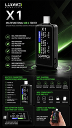 LUOWEI LW-X1 USB C Tester Multifunctional Fast Charging Protocol Analyzer with HD Display Real Time Monitoring For Phone Repair