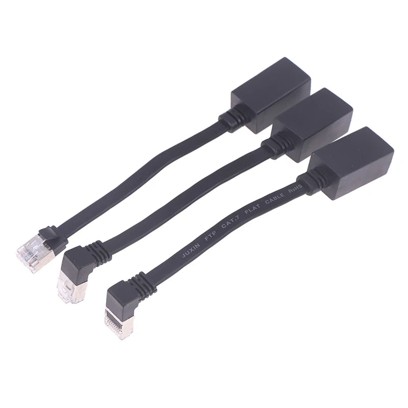 【Ultra 10G RJ45 Male To Female Adapter Cord 90 Degree Flat Ultra Right/Left Angle Elbow Network Wire CAT7 Extension Cable】