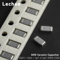 100pcs/lot 0201 0402 0603 0805 1206 SMD Ceramic capacitor NPO COG 1pF 1.1pF 1.2pF 1.3pF 1.4pF 1.5pF 1.6pF 1.8pF 2pF 2.2pF 50V