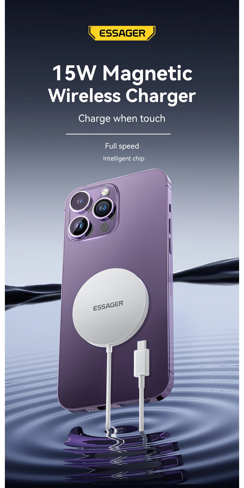 Essager 15W Magnetic Qi Wireless Chargers Fast Charging  for iPhone 14 13 12 Pro Max PD Fast Charging For Xiaomi Pad Adapter