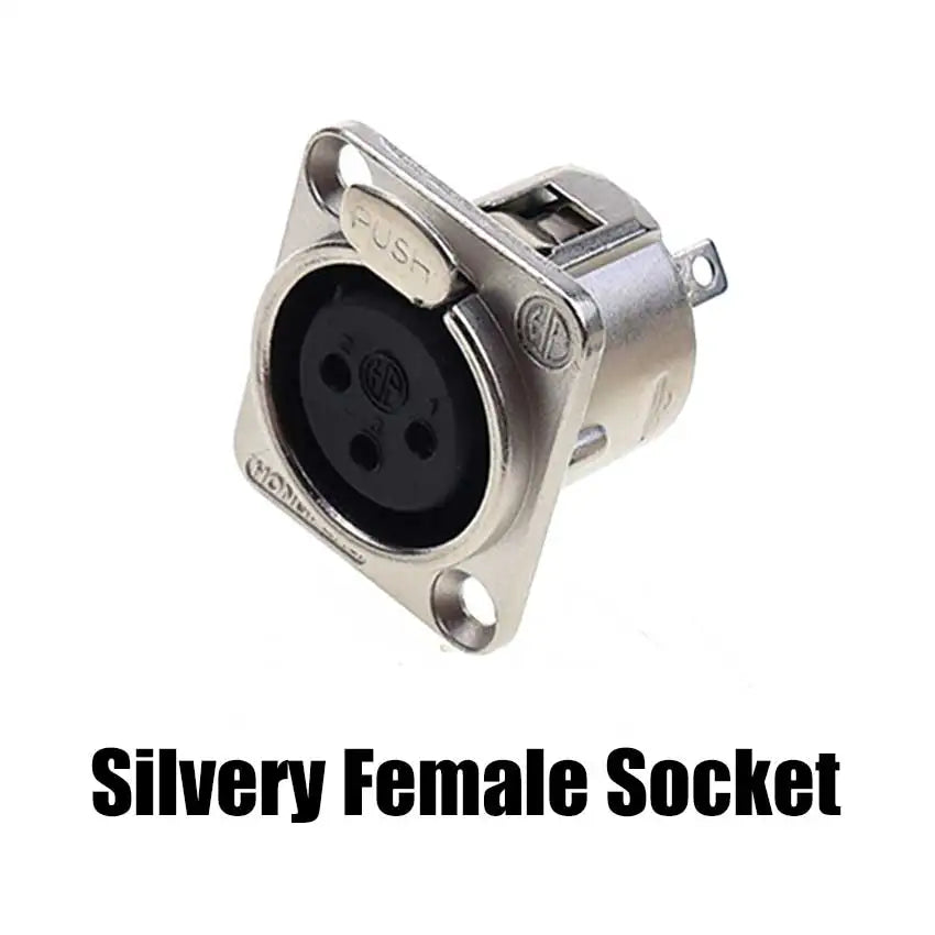 1pcs XLR 3Ppin Male Female Socket Plug Microphone Audio Cable Connector 3P Black Silver Copper Contact XLR Metal Plug Panel