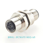 M12 A Code 5Pin Male to Female Converter IP67 Shielded Bulkhead Feedthrough Panel Mount Connector Receptacle 60V 4A for NMEA2000
