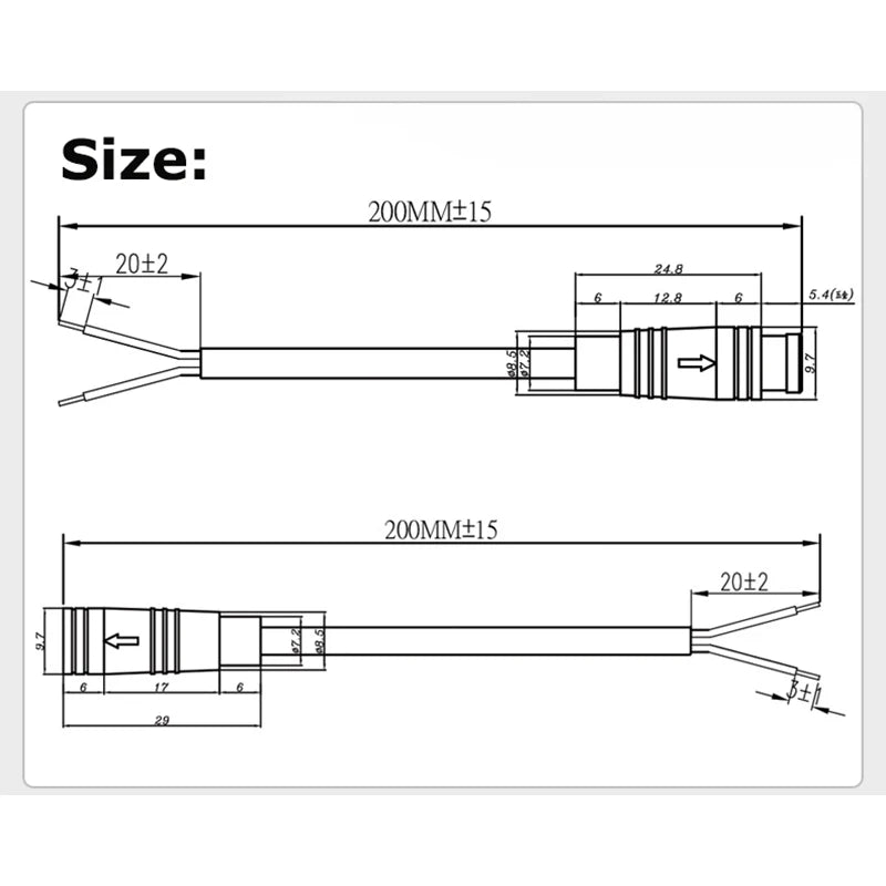 5 Set M6 M8 2 3 4 5 6 Pin Julet Electric Butt Plug Connector Wiring Line Scooter Brake Cable Pluger Signal Sensor 20CM