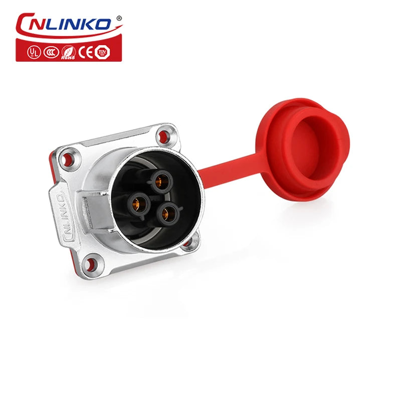 Cnlinko LP24 Plastic IP67 Waterproof 3pin Aviation Electric Plug Socket AC500V 25A Power Connector for Circular Wire Connection