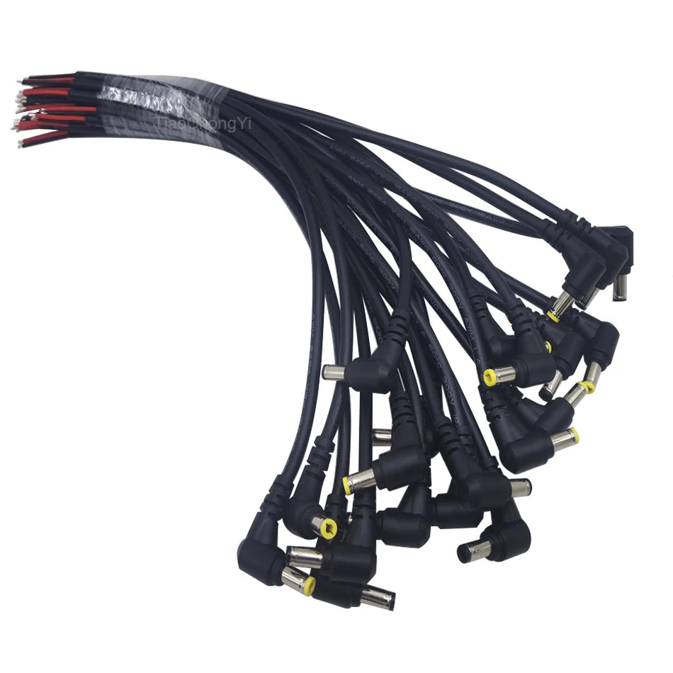 18AWG DC Power Connector 5.5 X 2.1mm / 2.5mm Male To 5.5 2.1/2.5mm Male Plug Cable Right Angled 90 Degree Power Cable 29cm