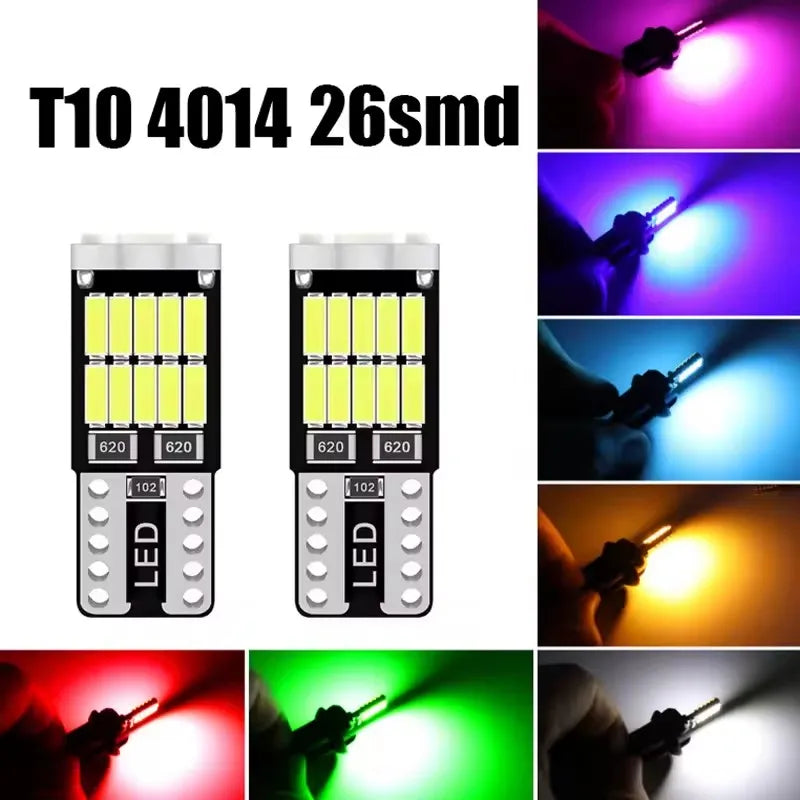 10Pcs T10 W5W 194 501 Led Canbus No Error Car Interior Light T10 26 SMD 4014 Chip Pure White Instrument Lights Bulb Signal Lamp