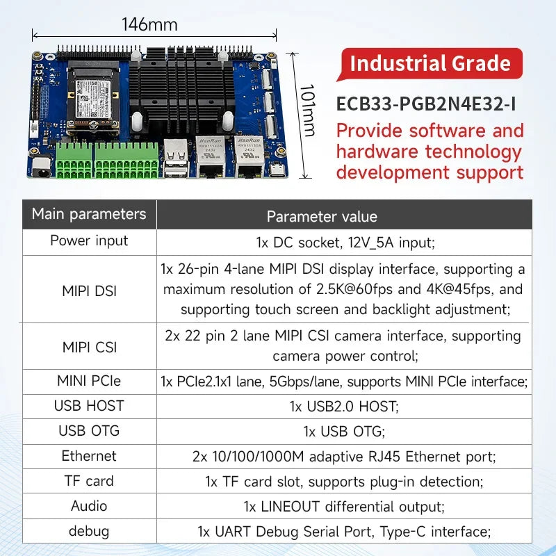 T536 Core Board Multi-core Heterogeneous Quad-core A55 CDSENET ECK33 ARM NPU RISC-VLGA Single-board Computer Industrial Grade