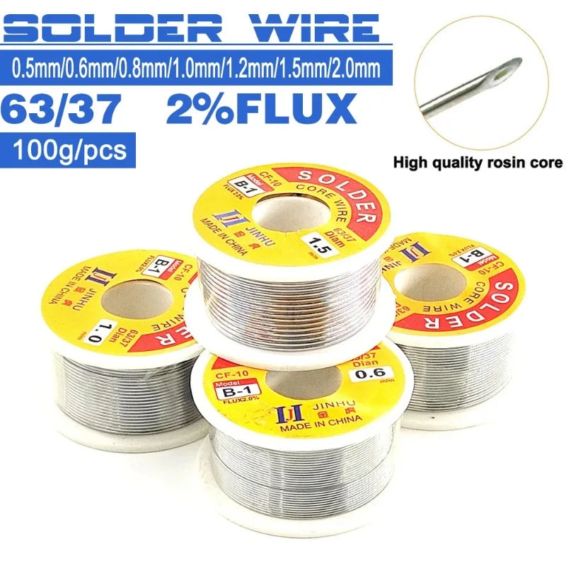 100g Tin Welding Wire Melt Rosin Core Solder Wire 63/37 Flux 2% 0.5/0.6/0.8/1.0/1.2/1.5/2.0mm Soldering Iron Tin For Electrical