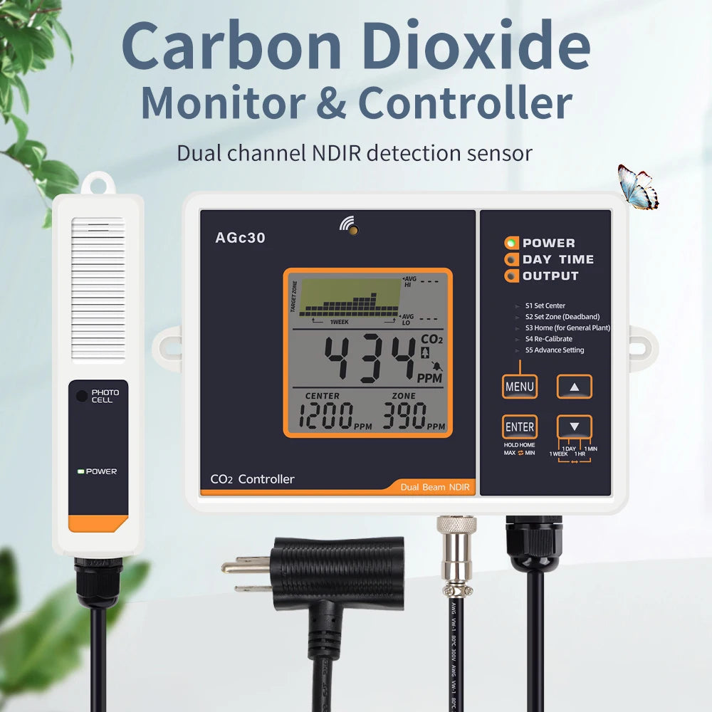 Automatic CO2 Concentration Control 0-5000ppm Carbon Dioxide Controller NDIR Sensor CO2 Detector for Greenhouse