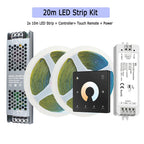 5M 10M 20M COB CCT LED Strip 24V Flexible High Density Dimmable Room Light 2.4G RF Touch Remote Control Dual White 2700K-6500K