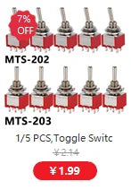 5Pcs ON-OFF-ON  ON-ON3 PIN/6PIN 2/3 Position Mini Latching Toggle Switch AC 125V/6A 250V/3A MTS-102 MTS-103 MTS-202 MTS-203