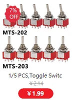 5Pcs ON-OFF-ON  ON-ON3 PIN/6PIN 2/3 Position Mini Latching Toggle Switch AC 125V/6A 250V/3A MTS-102 MTS-103 MTS-202 MTS-203