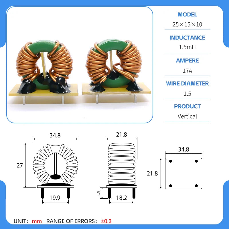 25x15x10 Toroidal Common Mode Inductor Toroidal Choke MnZn Ferrite Power Supply DC Filter Inductor