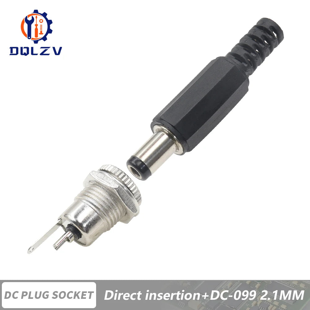 5.5*2.5mm DC Power Supply Male Plug Connector 5.5x2.1mm Female Metal Panel Mount Socket Jack DC Connectors Terminal Adapter
