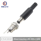 5.5*2.5mm DC Power Supply Male Plug Connector 5.5x2.1mm Female Metal Panel Mount Socket Jack DC Connectors Terminal Adapter