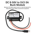 DC 8-58V 12V 24V 48V to 5V 3A DC DC Step Down Converter 15W Type-C Micro USB Buck Power Supply Module