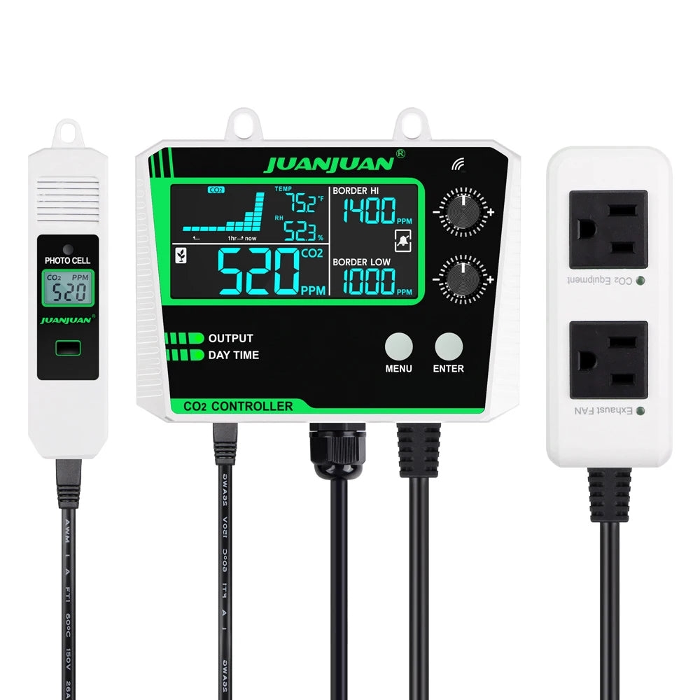 Smart CO2 Controller Dual/Single Channel NDIR CO2 Sensor Day Night Carbon Dioxide Detector For Greenhouse Hydroponics EU/US plug
