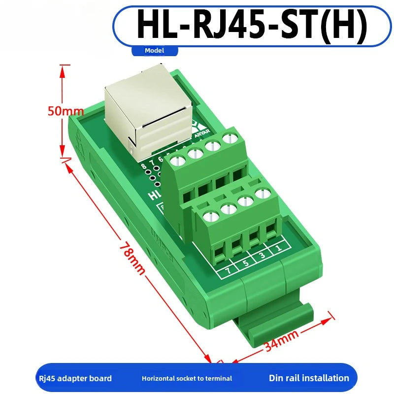 RJ45 Adapter Terminal RJ45 Adapter Terminal Cat5e Cat6 Adapter Board Network Port DIN35 Guide Rail Installation