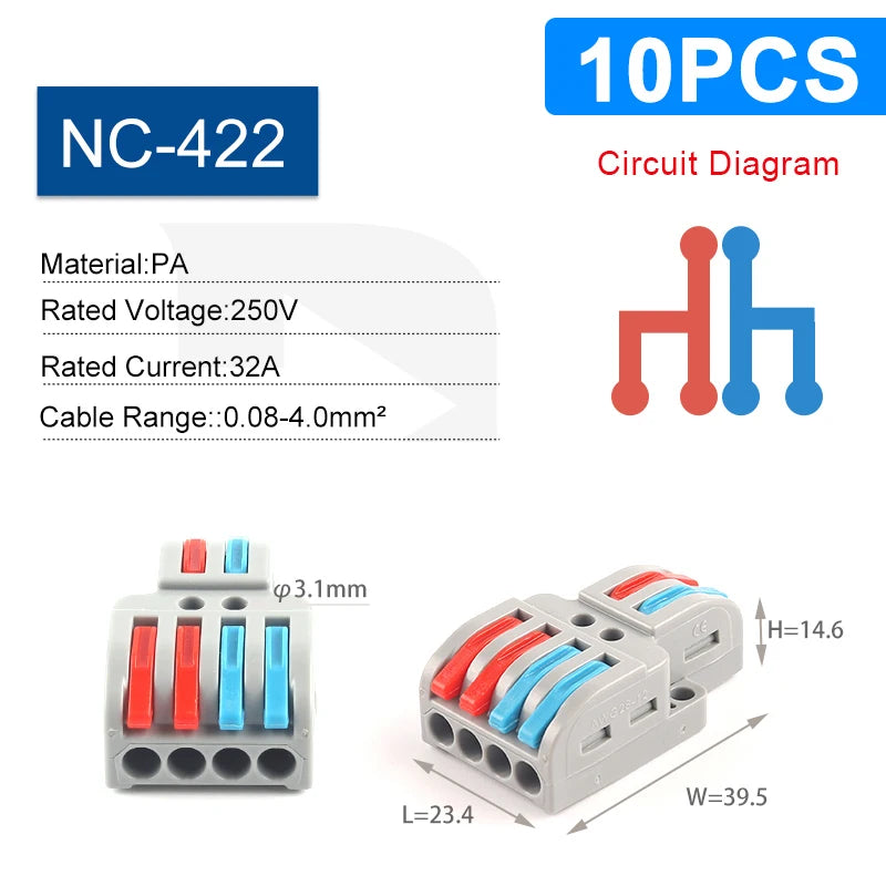 Mini Fast Wiring Connectors Universal Compact Splitter Electrical Cable Push-in Conductors Connector With Lever Terminal Block