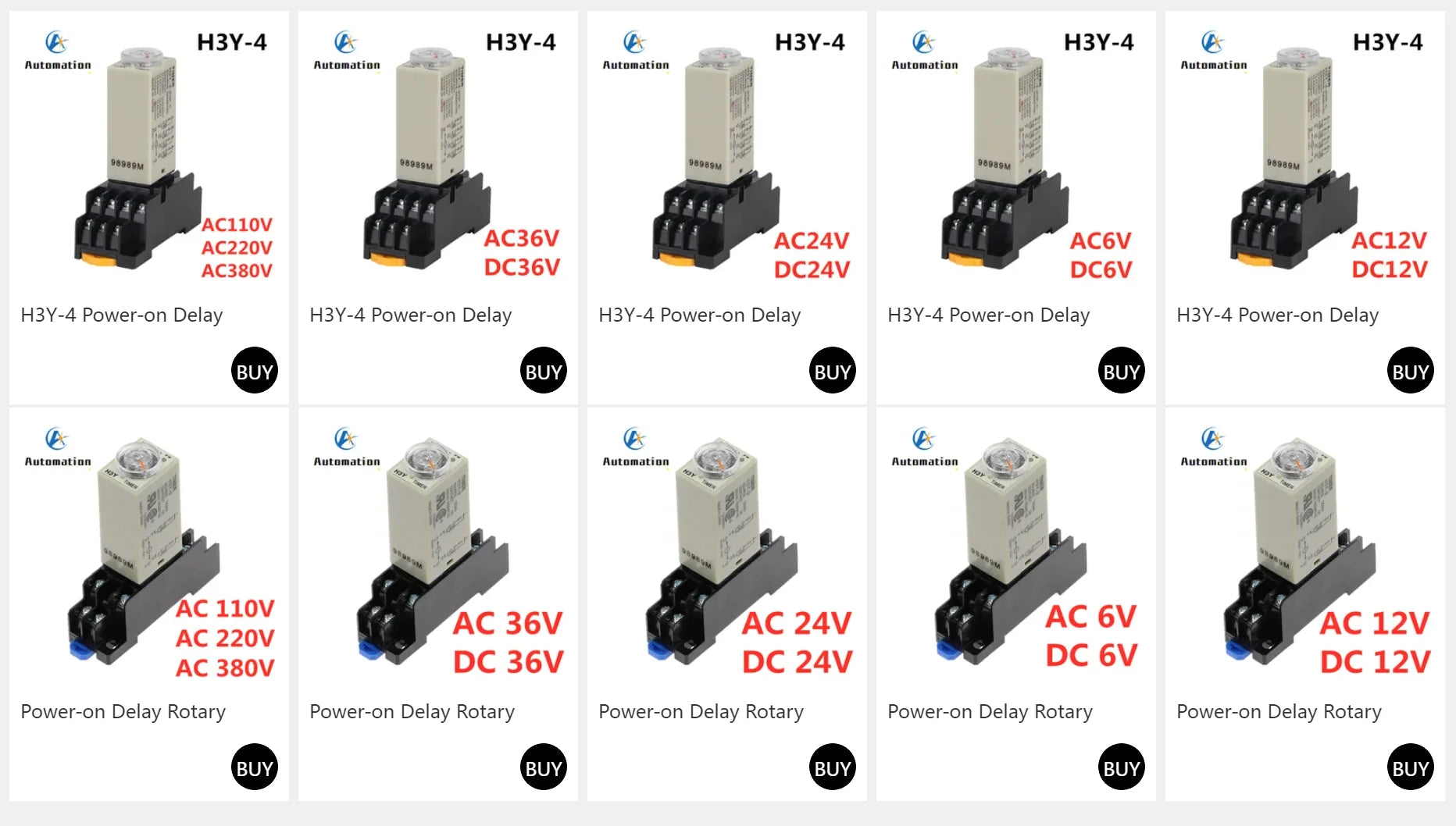 Power-on Delay Rotary Knob DPDT 5S/10S/30S/60S/3M/5M/10M/30M Timer Timing Time Relay AC 110V 220V 380V H3Y-2 With Base Socket