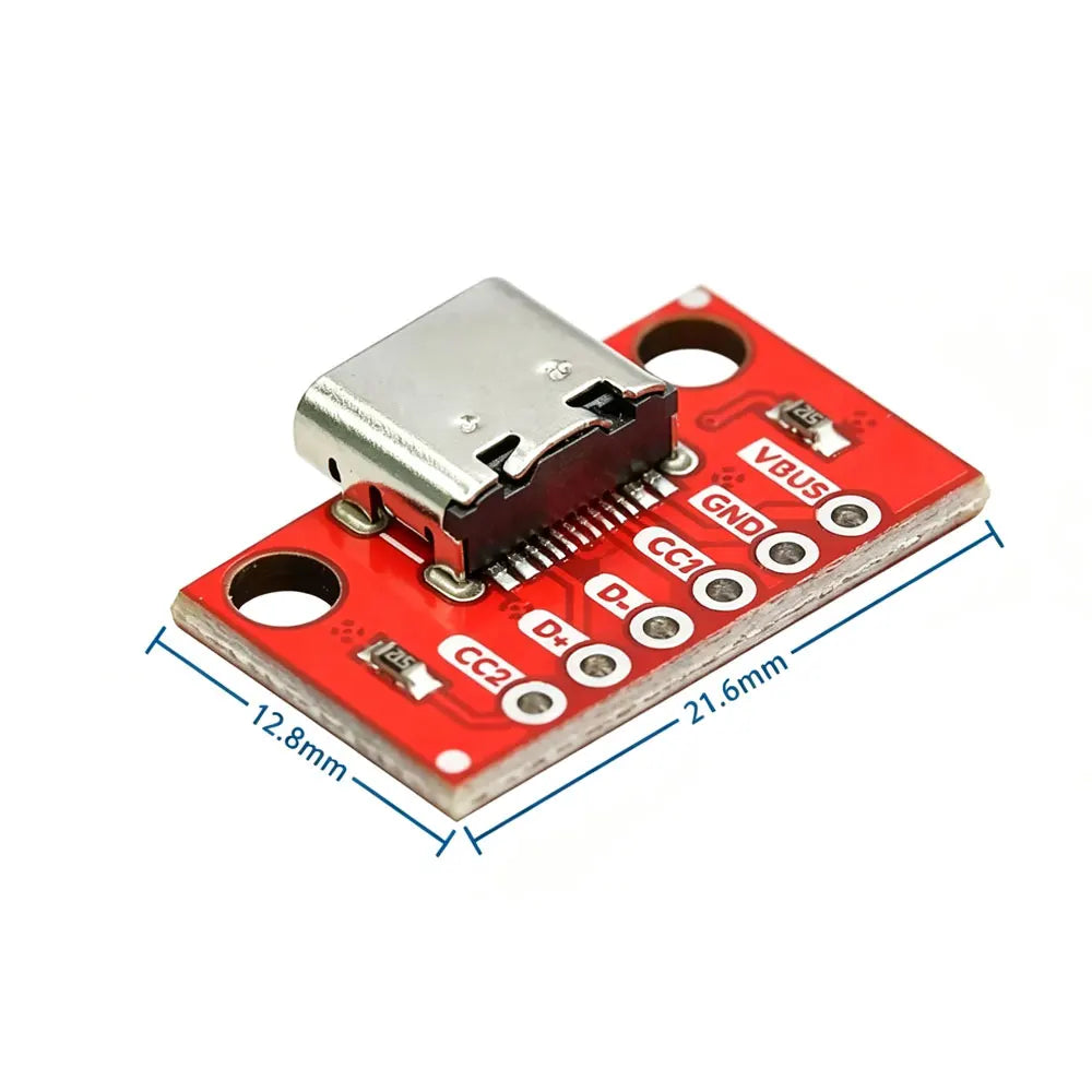 5pcs USB TYPE-C conversion board 2.54MM DIP CC1 CC2 5.1K pull-down resistor connection