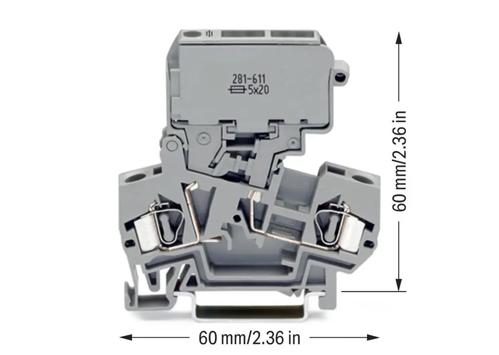 Original WAGO 281‑611 Fuse Terminal Block, 4mm² DIN‑Rail Mount Fused Disconnect Connector for 5x20mm Cartridge Fuse
