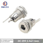 5.5*2.5mm DC Power Supply Male Plug Connector 5.5x2.1mm Female Metal Panel Mount Socket Jack DC Connectors Terminal Adapter
