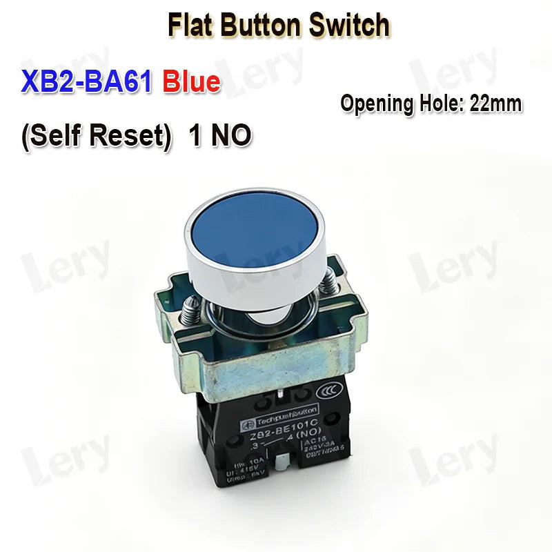 1Pcs XB2-BG21 XB2-BA31 XB2-BS54 22mm Knob Key Start Inching Power on Button Switch Self Reset Small Mushroom Head Emergency Stop
