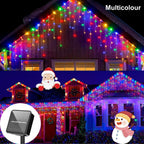 3.5M/7.5M Solar Curtain Icicle Light Outdoor Eaves Decor String Lights Garden Party Yard Christmas Decoration holiday Garlands