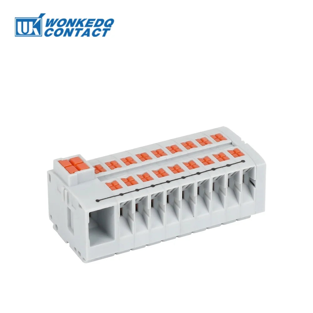 Din Rail Distribution Block PTVFIX Series Push-in Side-entry Terminal Block 2.5 mm² Cable Connector 6/7/12/13/18/19 Connections